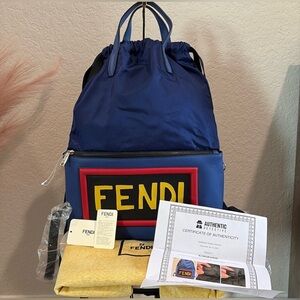 Fendi Blue Monster Vocabulary Backpack Blue